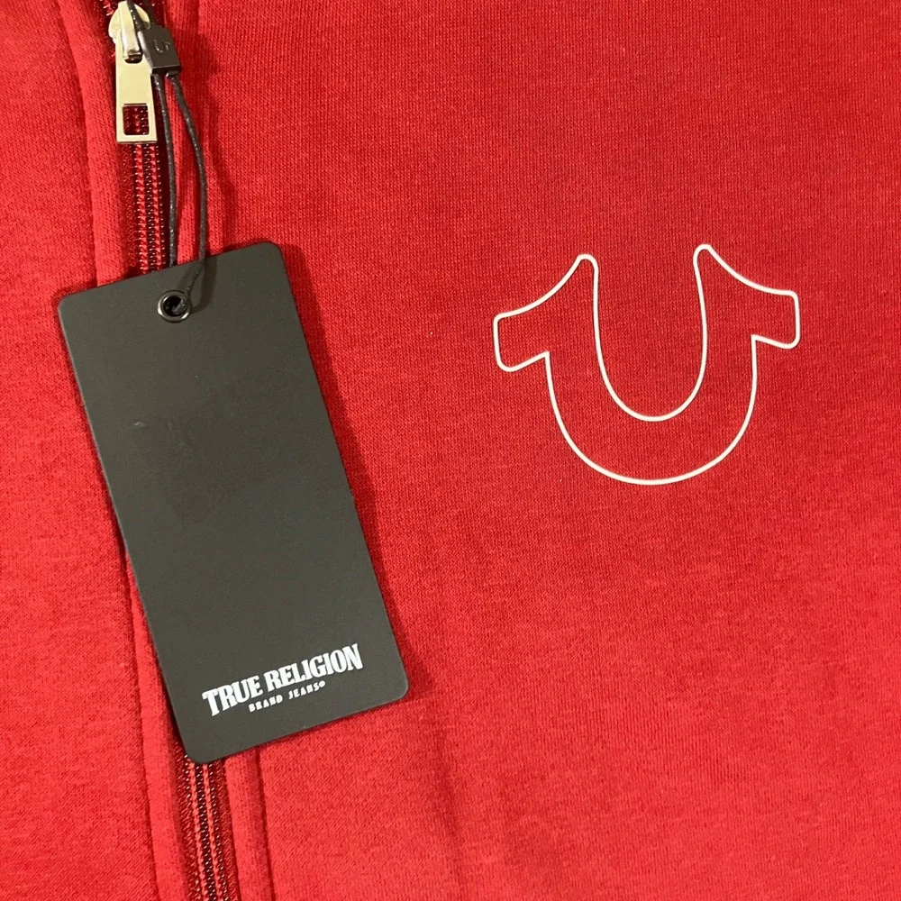 True Religion Mens Red Dahlia Logo Trim Track Jacket 700320 Large NEW